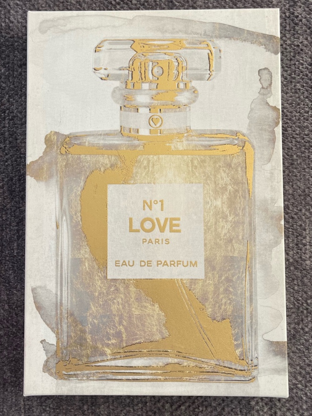 Oliver Gal Gold and Gray N°1 Love Perfume Bottle Canvas Wall Art